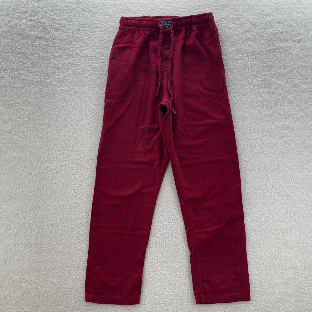 Polo Ralph Lauren Lounge Pants Mens Small Red Blue Pony Logo Cotton Pajama Sleep
